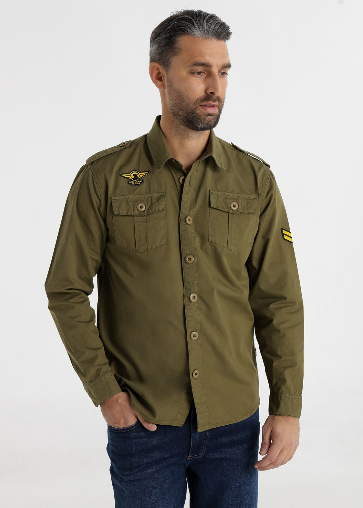 Sobrecamisa hombre Lois AUSTIN caqui con parches y bolsillos delanteros