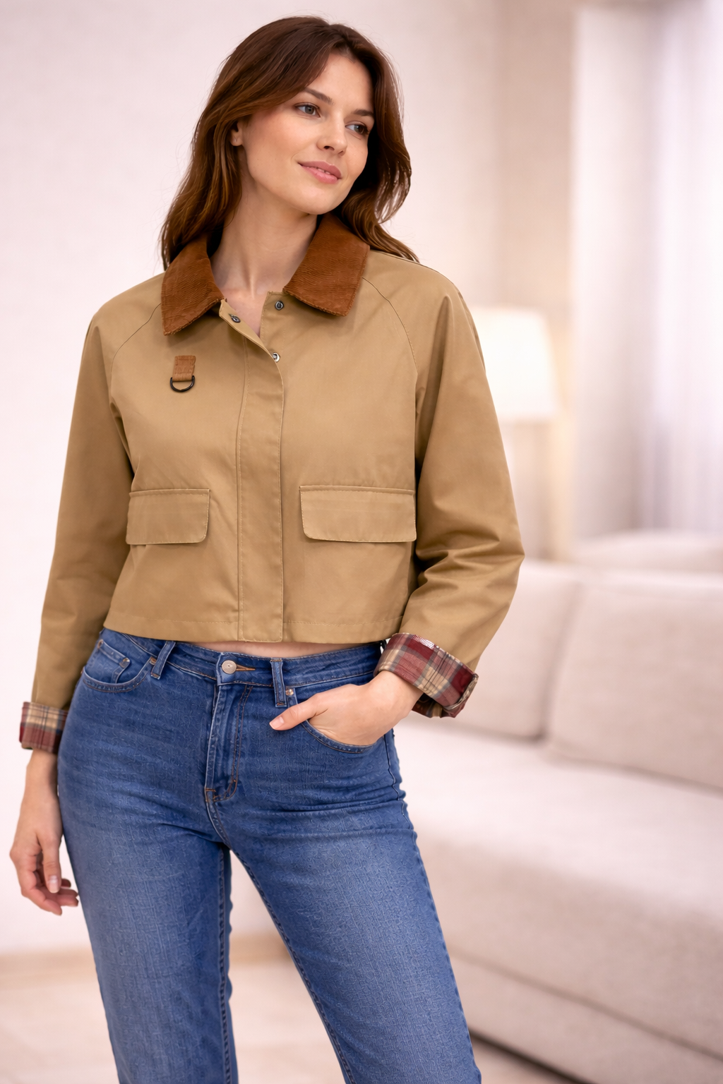 Chaqueta gabardina corta de mujer Escandelle Paris REF:5100