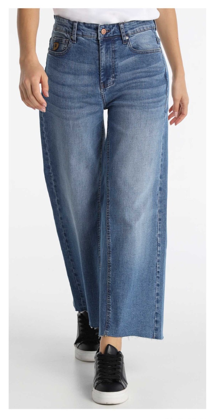 Lois Jeans Valeria Matty Straight Wide Crop Tiro Medio 208102757