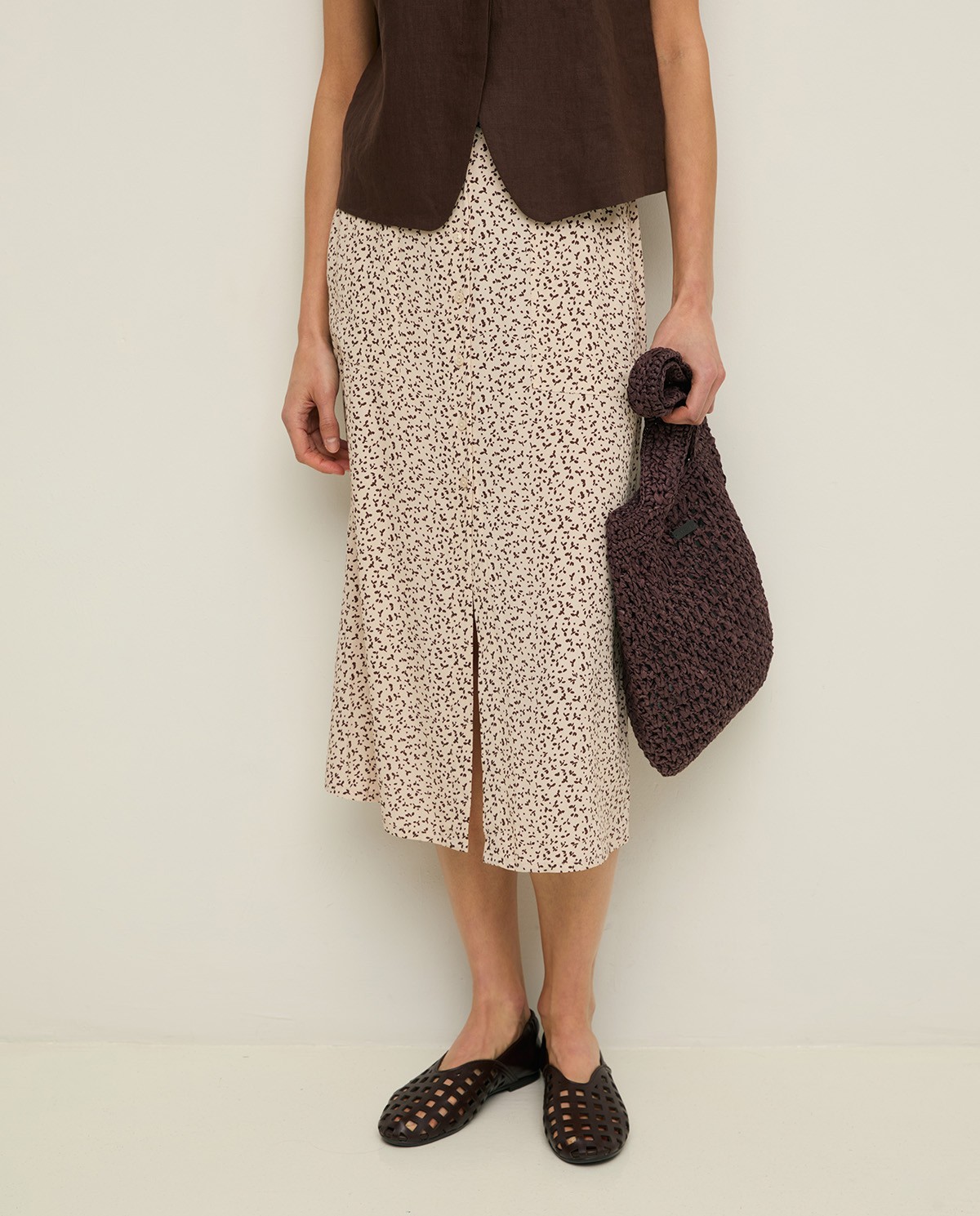 Falda Yerse 44827 midi estampada de viscosa EcoVero™ - Imagen 2