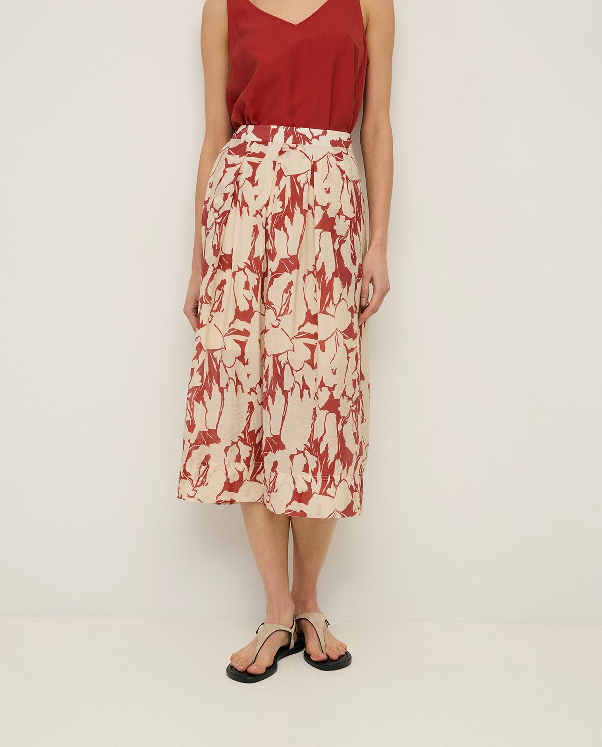 Falda Yerse 44841 midi fluida de gasa de viscosa con estampado floral