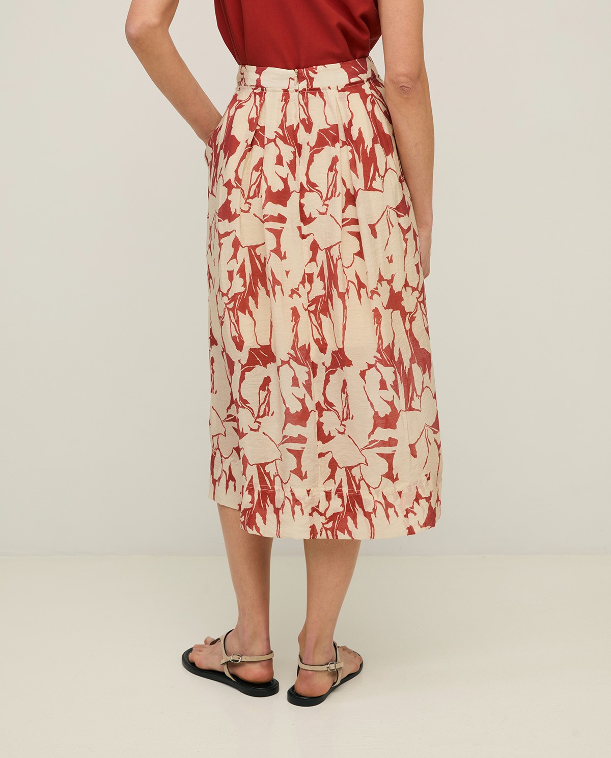 Falda Yerse 44841 midi fluida de gasa de viscosa con estampado floral - Imagen 3
