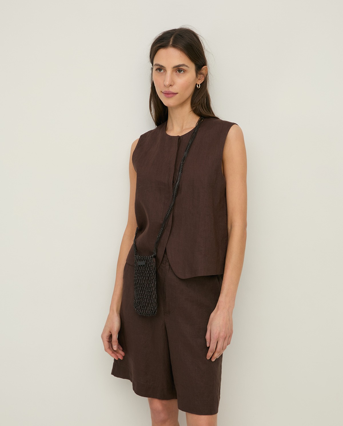 Bermuda Yerse 44852 100% lino color chocolate - Imagen 2