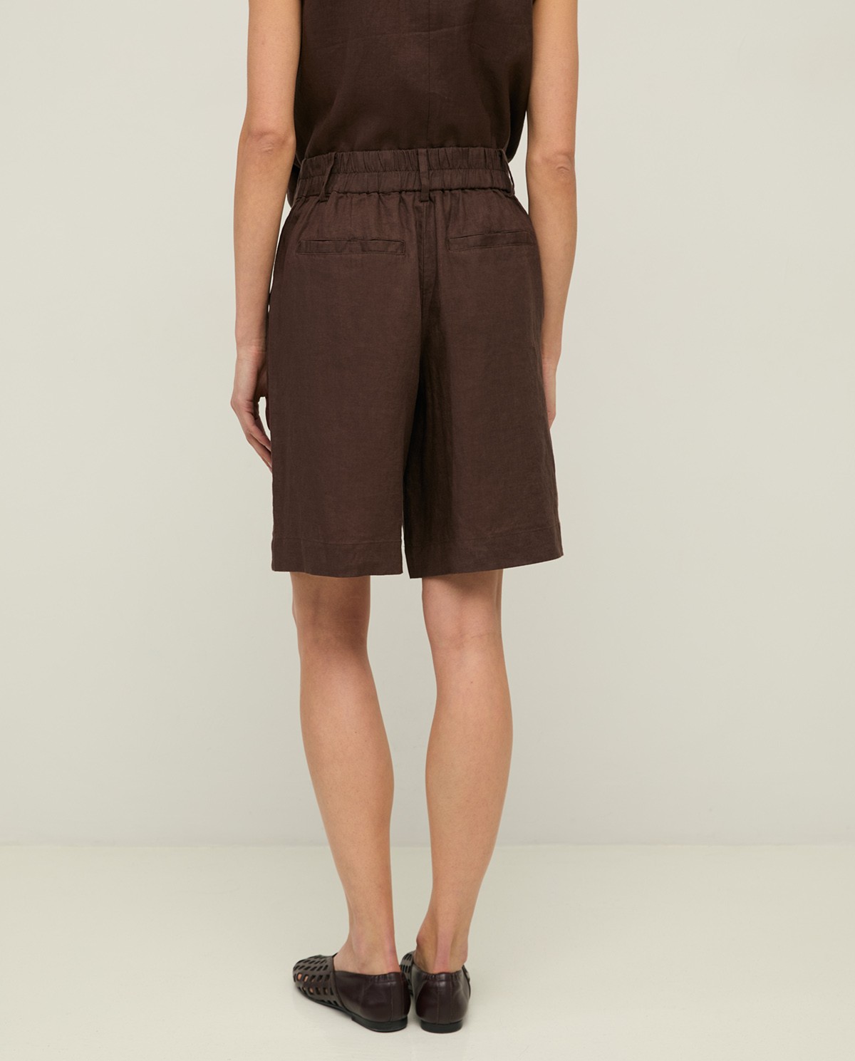 Bermuda Yerse 44852 100% lino color chocolate - Imagen 4