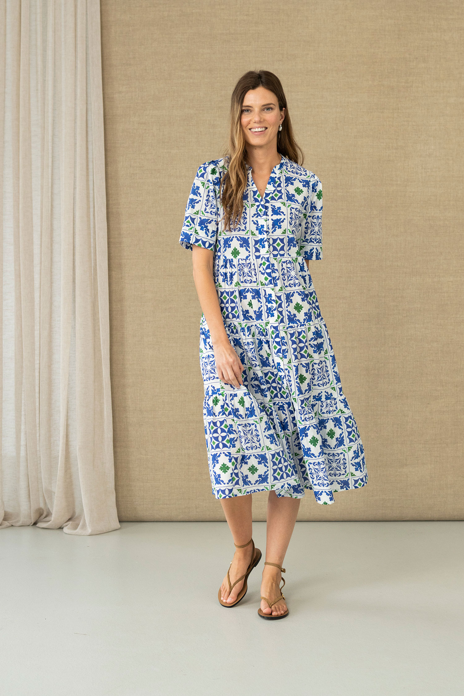 Vestido estampado azulejos Hongo Collection - 9435 M017