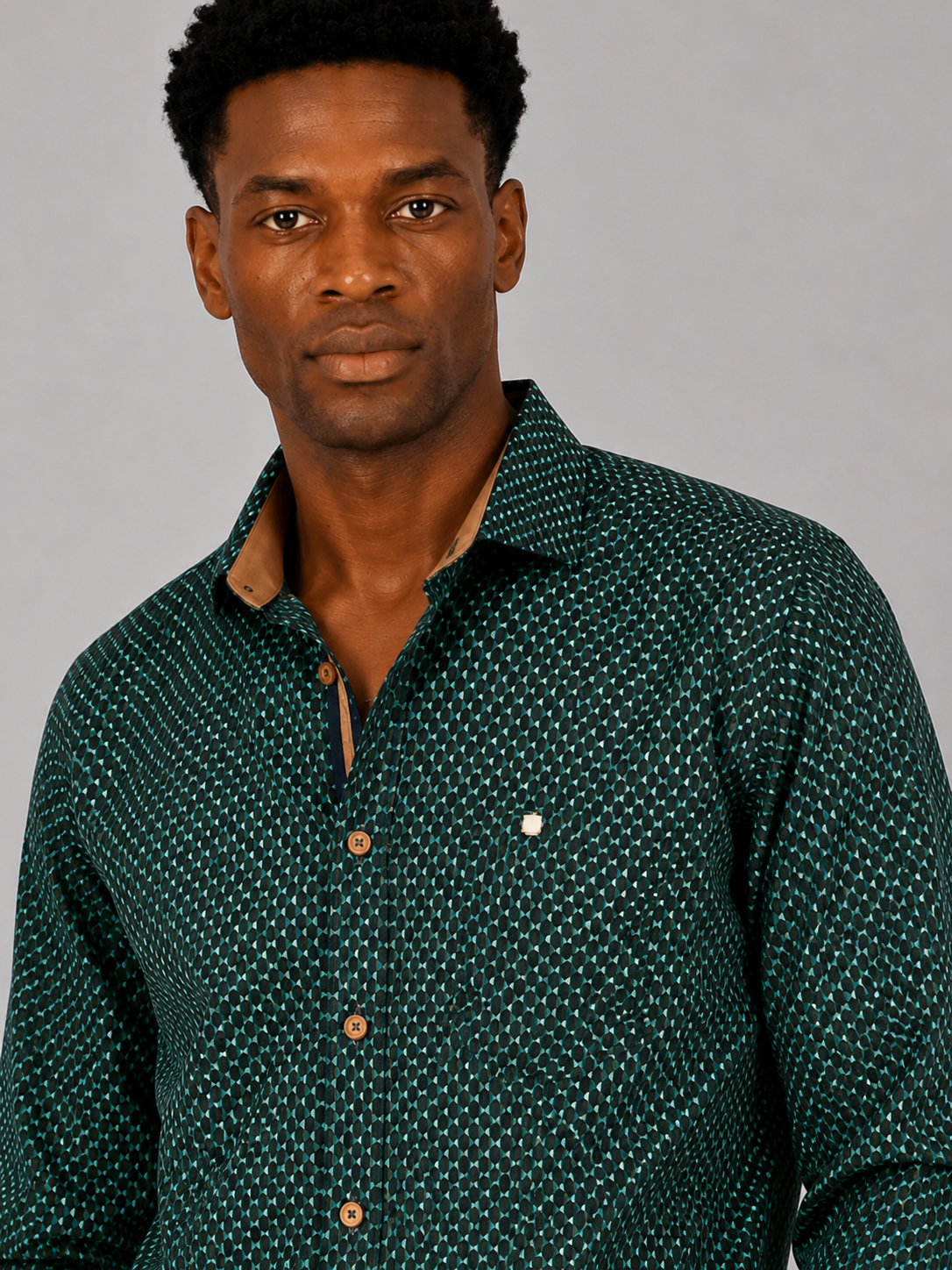 Camisa hombre estampada verde Yellow Skin Ref. 1456 - Imagen 2