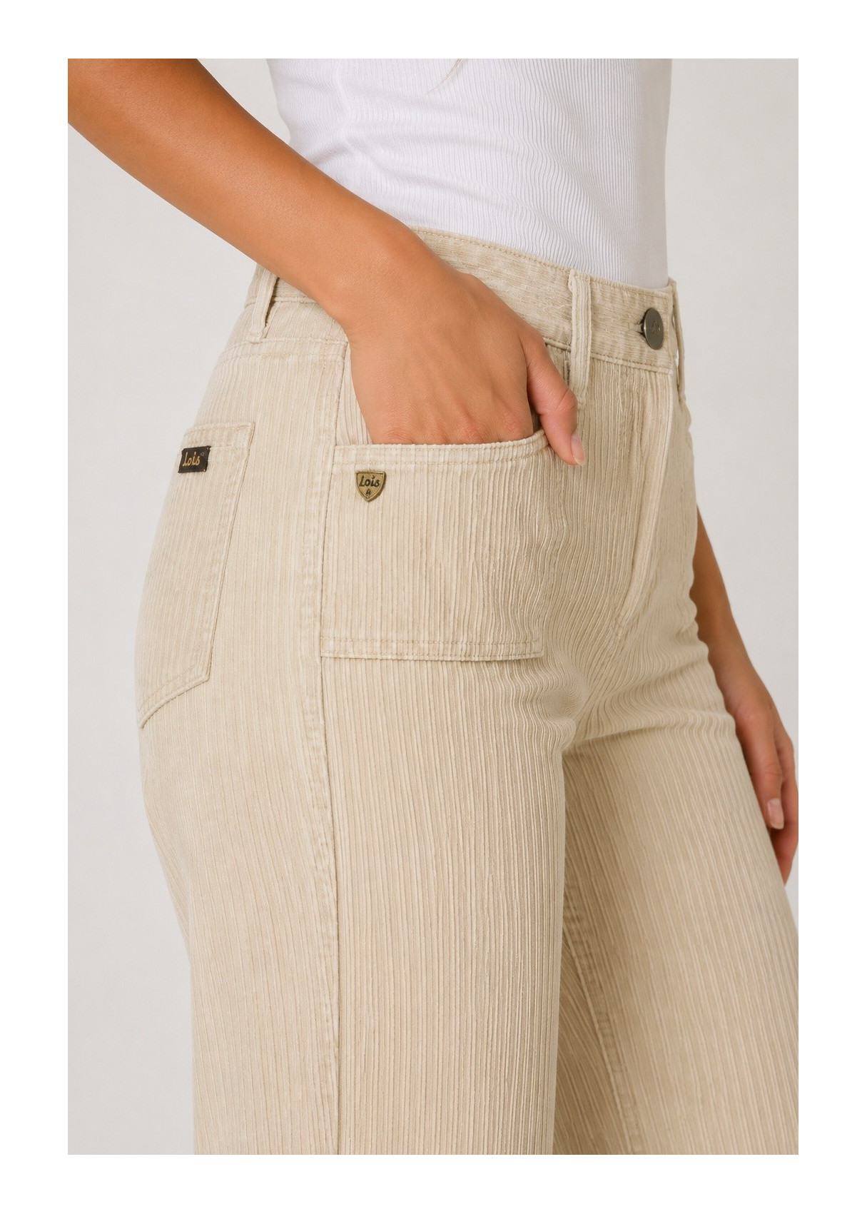 Pantalón de pana mujer Lois AGATA CROWN beige Ref. 201422774 - Imagen 3