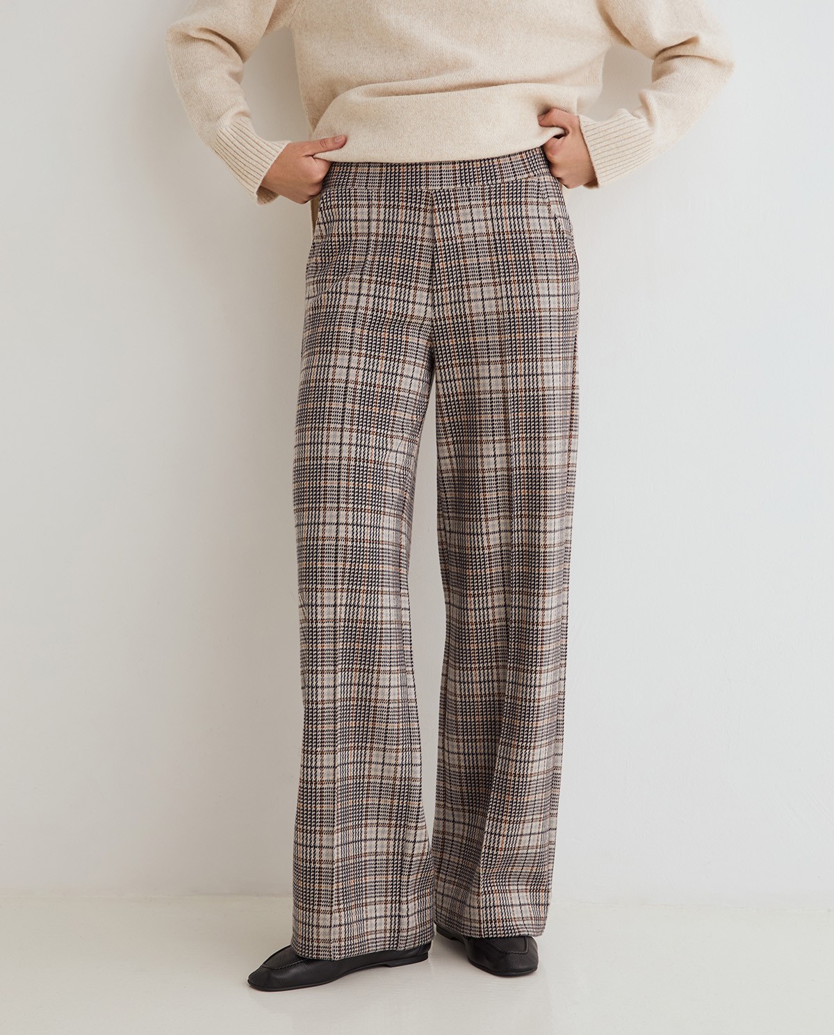 Pantalón wide leg de cuadros Yerse 45422 multicolor