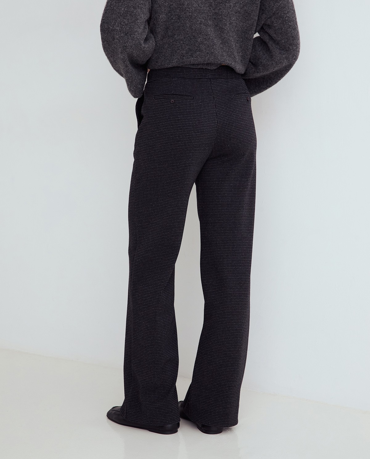 Pantalón wide leg de cuadros Yerse 45422 gris oscuro - Imagen 3