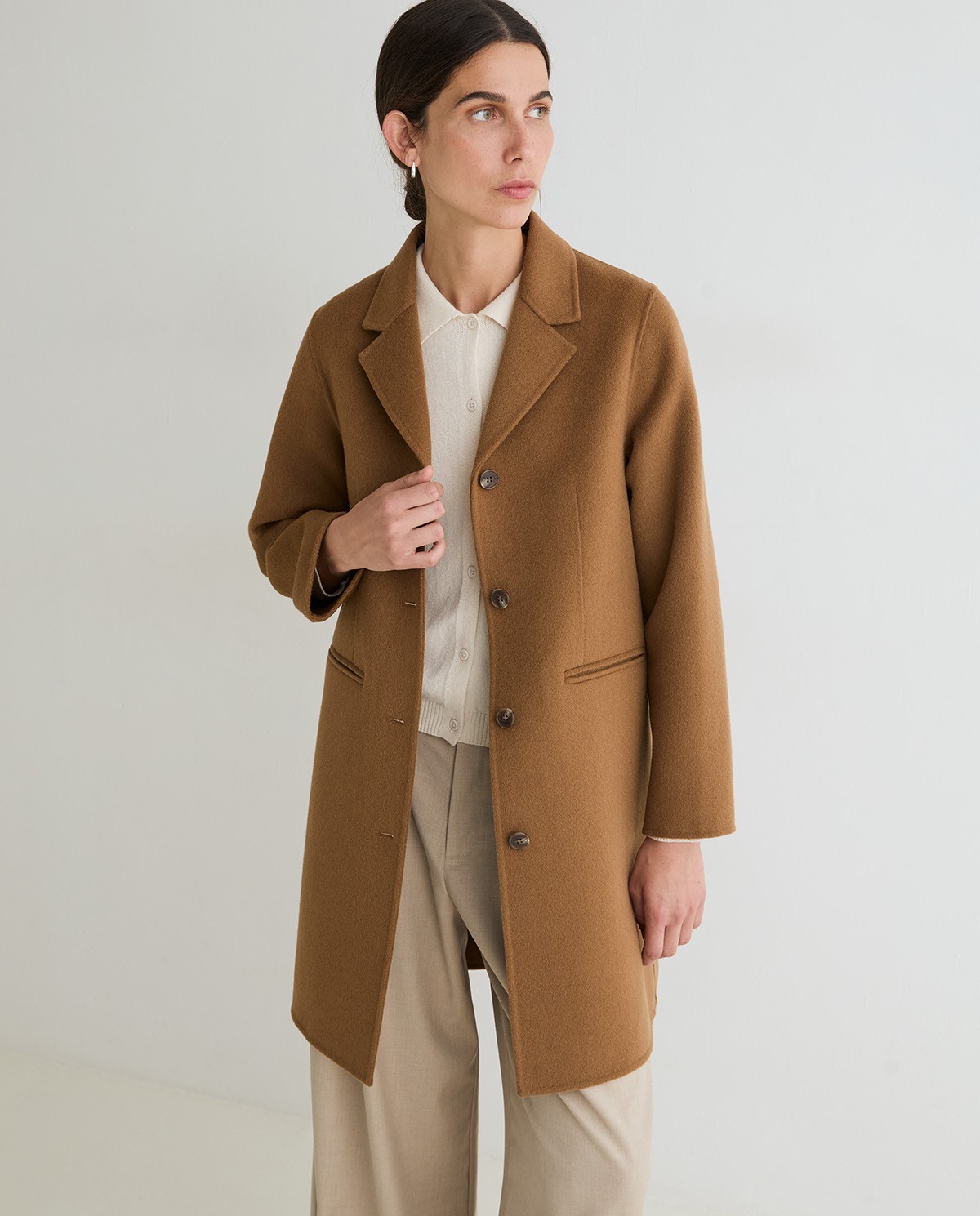 Abrigo midi de lana camel Yerse 45602