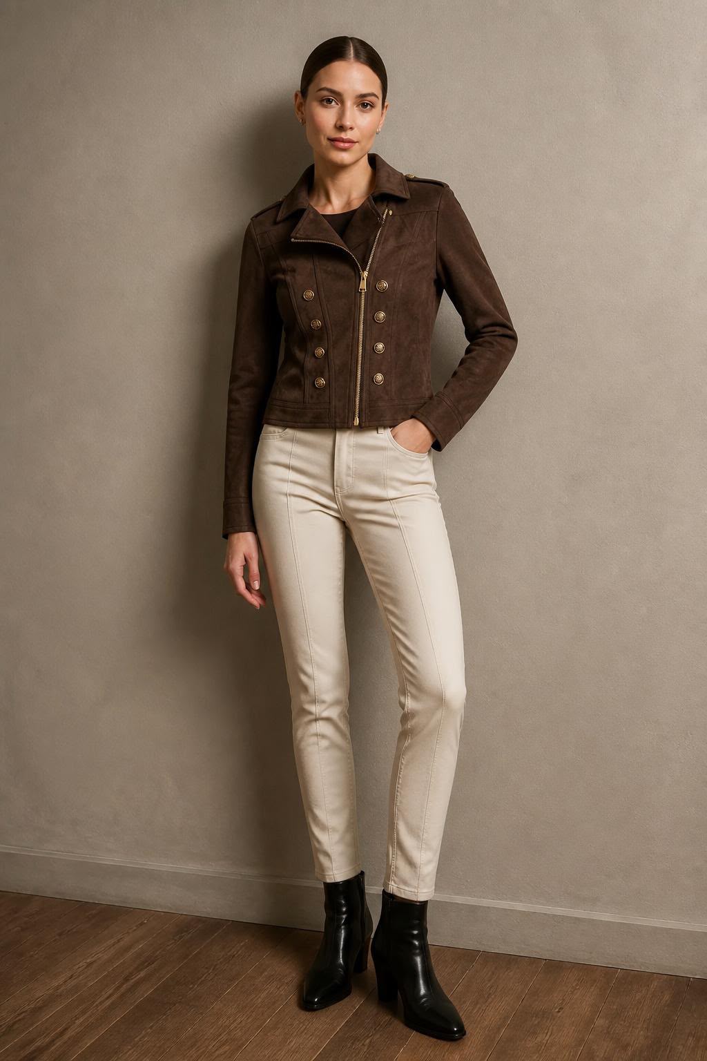 Chaqueta Antelina Mujer Marrón 1639