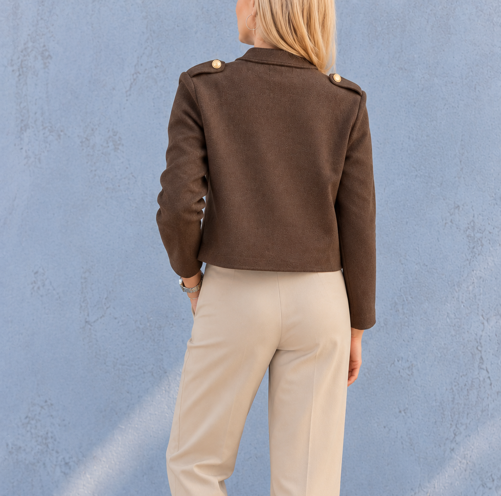 Chaqueta de Punto Mujer Militar Marrón Reactivo Moda - Imagen 2